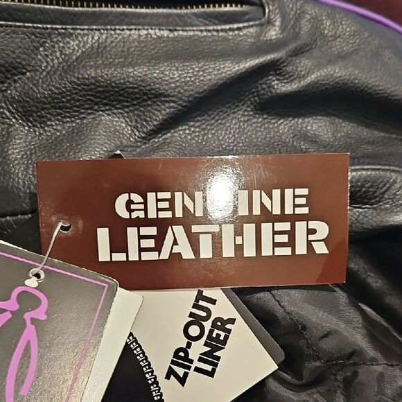 Unik Leather Jacket in Black with Purple Accents Size XL - Picture 9 of 11
